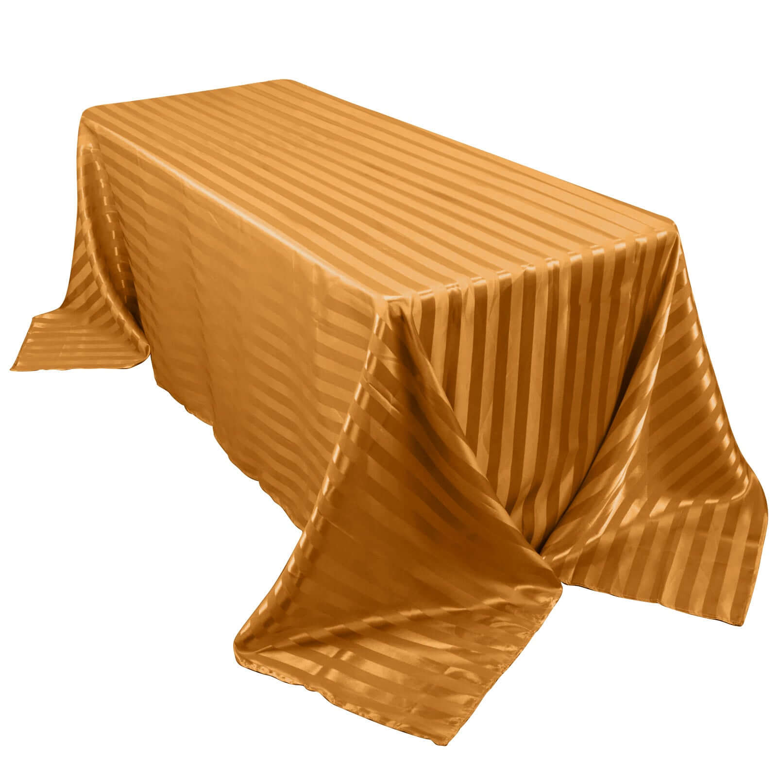Exclusive Gold Satin Striped 90x132 Rectangular Seamless Tablecloth