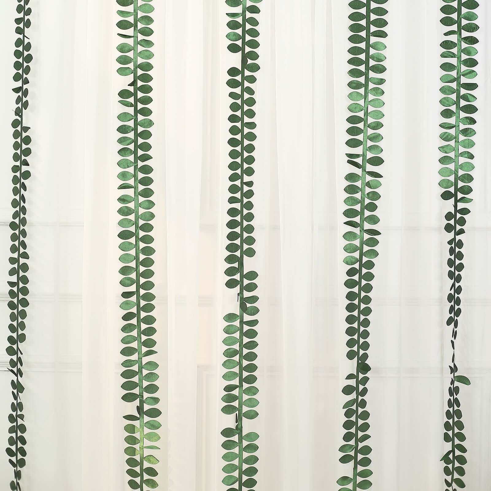 Premium Taffeta Ribbon Sash with 4 - Leaf Petal Design in Green, 50ft - Ideal for Decor