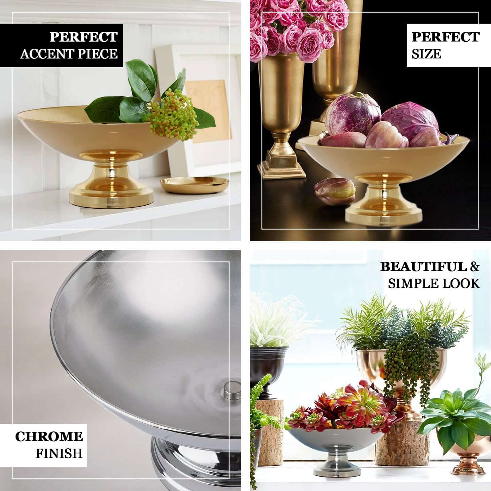 Hot Sale! Gold Metal Round Pedestal Flower Pot - 12