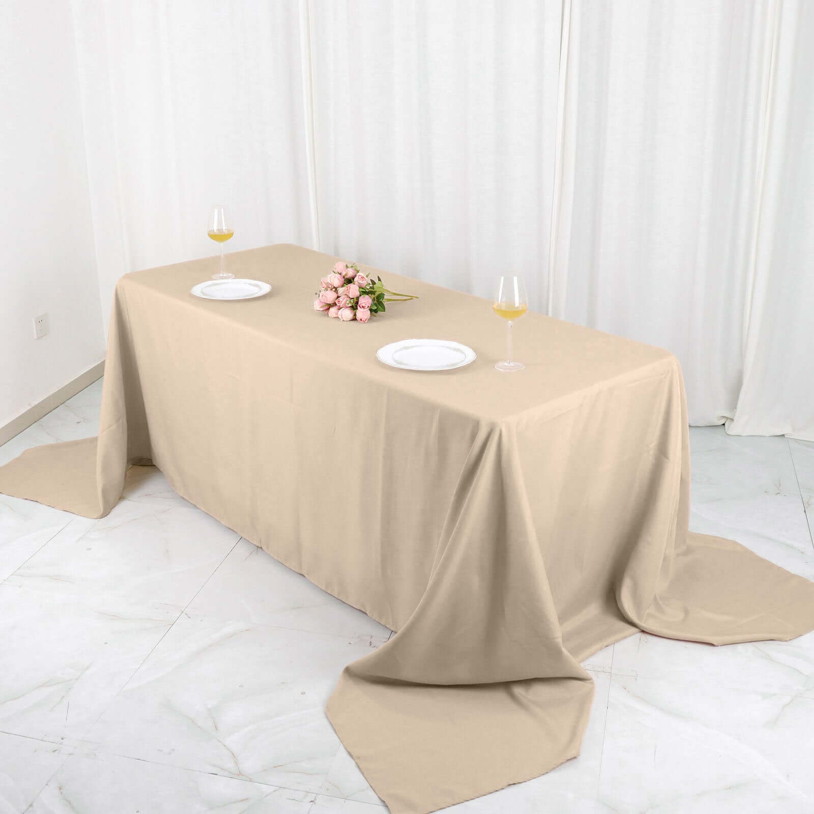 Wrinkle-Resistant Seamless Nude Polyester Rectangle Tablecloth 90x156