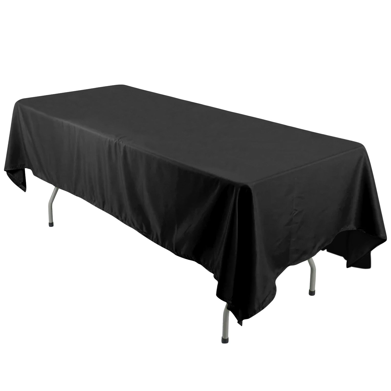 Black Polyester Rectangle Tablecloth 60x126 - Wrinkle-Free Cover for Weddings and Parties, Great Deal!