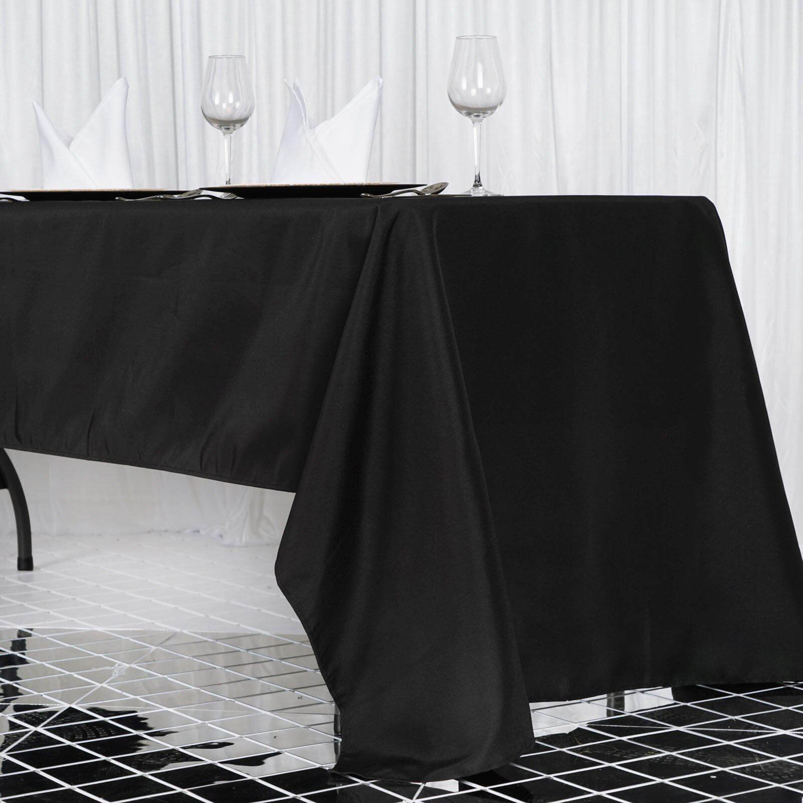 Black Stain-Resistant 220GSM Premium Polyester 60x126 Rectangle Tablecloth for Special Events