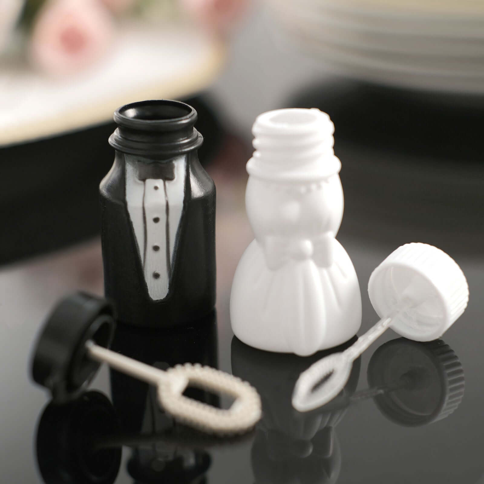24-Pack Bride and Groom Prefilled Soap Bubble Bottles - Ideal Wedding Party Favors