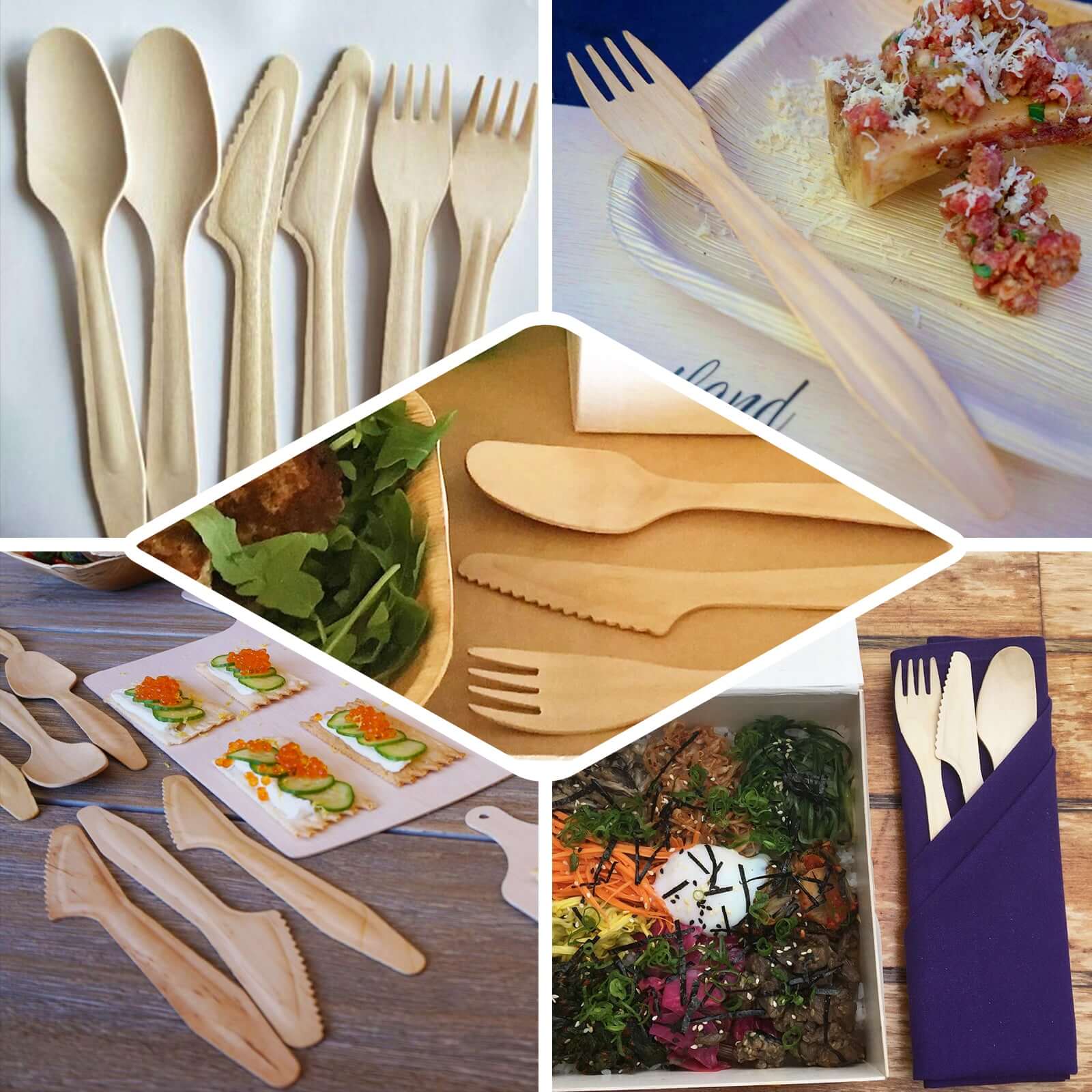 100-Piece Set of Natural Birchwood Spoons - Eco-Friendly, Biodegradable for Rustic & Outdoor Events