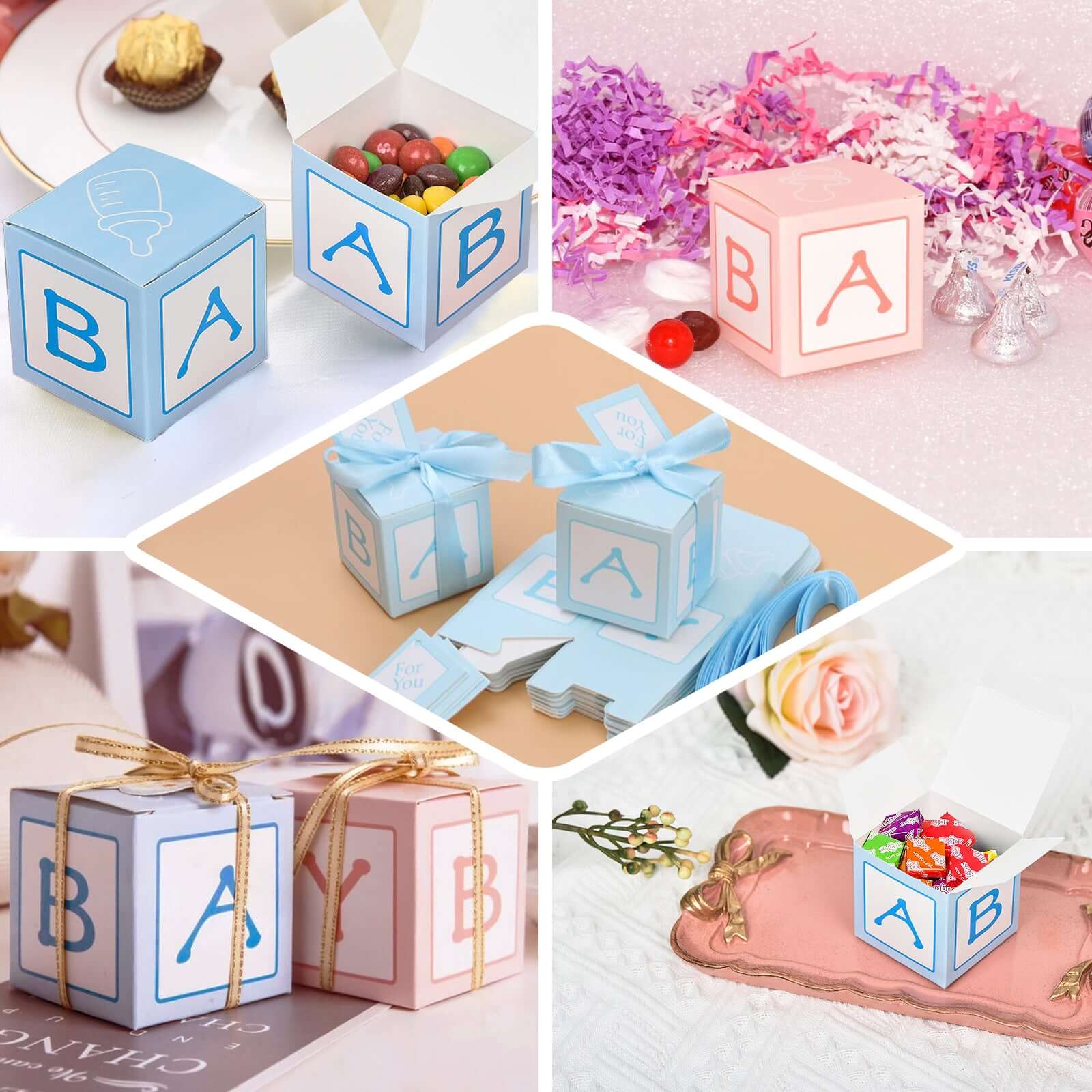 25-Pack Light Blue Baby Shower Candy Gift Boxes - Perfect Party Favors