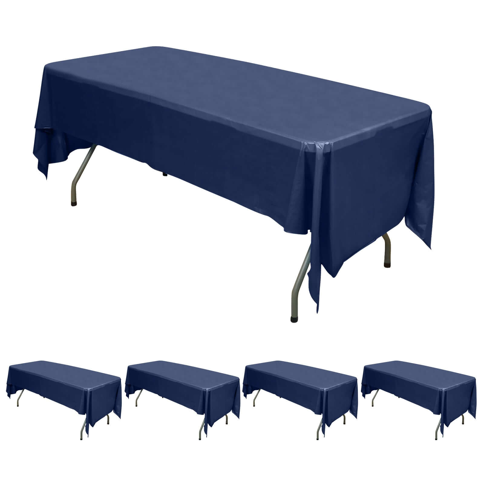Navy Blue 5-Pack Disposable Plastic Rectangle Table Covers 54x108 - Ideal for Gatherings