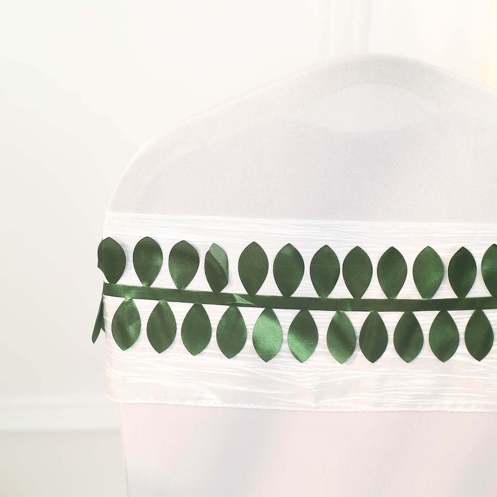 Premium Taffeta Ribbon Sash with 4 - Leaf Petal Design in Green, 50ft - Ideal for Decor