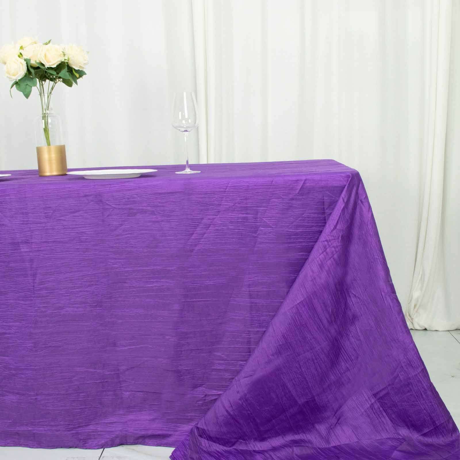 Purple Crinkle Taffeta Rectangle Tablecloth 90x156 - Seamless Design