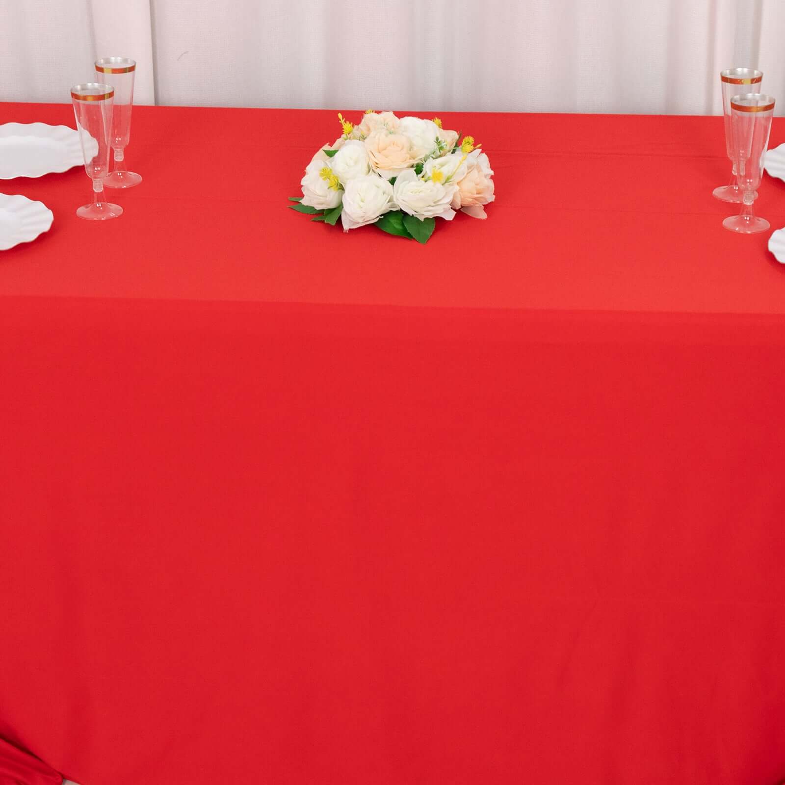 Red Premium Wrinkle-Free, Stain-Resistant Scuba Rectangular 90x156 Tablecloth