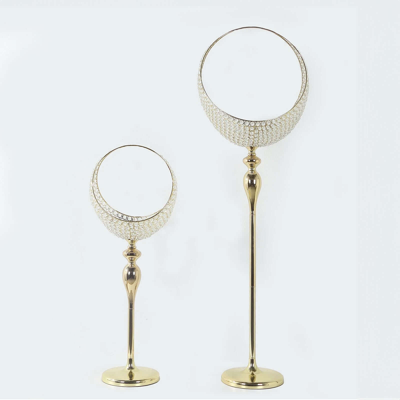 3ft Tall Gold Metal Crystal Beaded Candle Holder Stand - Ideal Wedding Flower Centerpiece