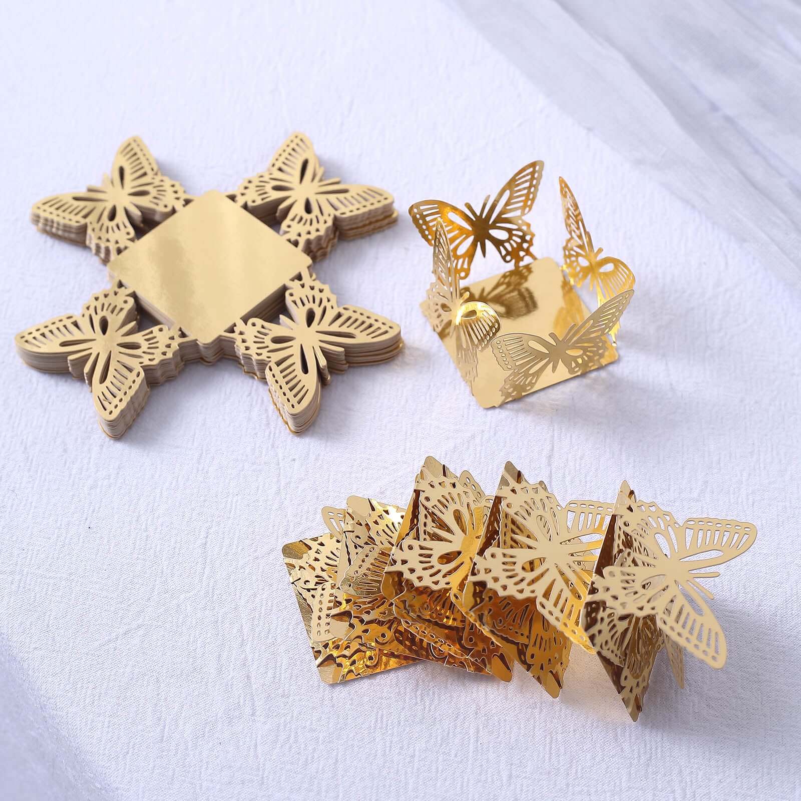 Hot Deal! 50-Pack Metallic Gold Mini Paper Truffle Cup Liners with Butterfly Square Design for Cupcakes