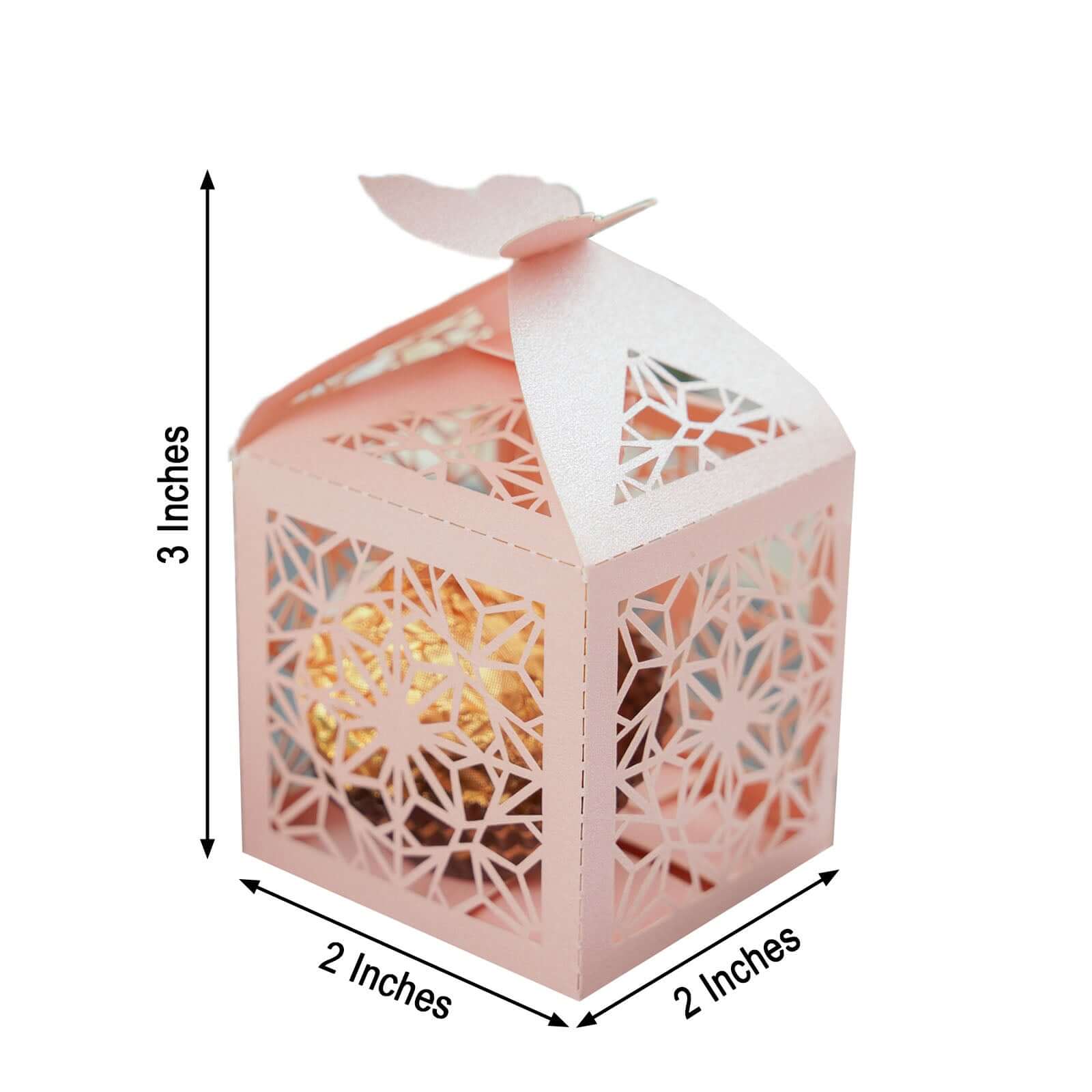 25-Piece Blush Pink Butterfly Laser-Cut Candy Gift Favor Boxes