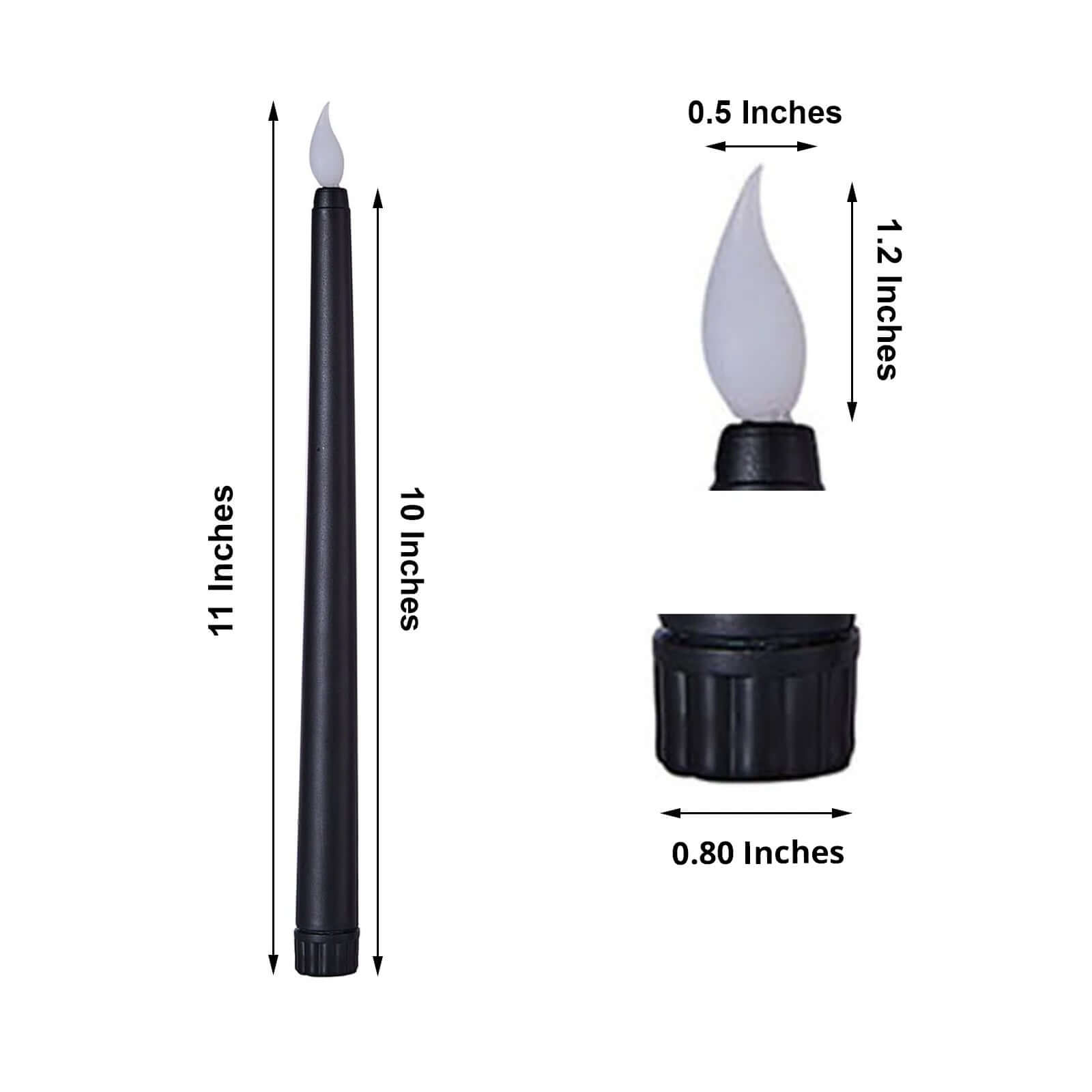 3-Pack Black Flameless Taper LED Decorative Candles with Warm Flickering Light - Ideal for Various Occasions