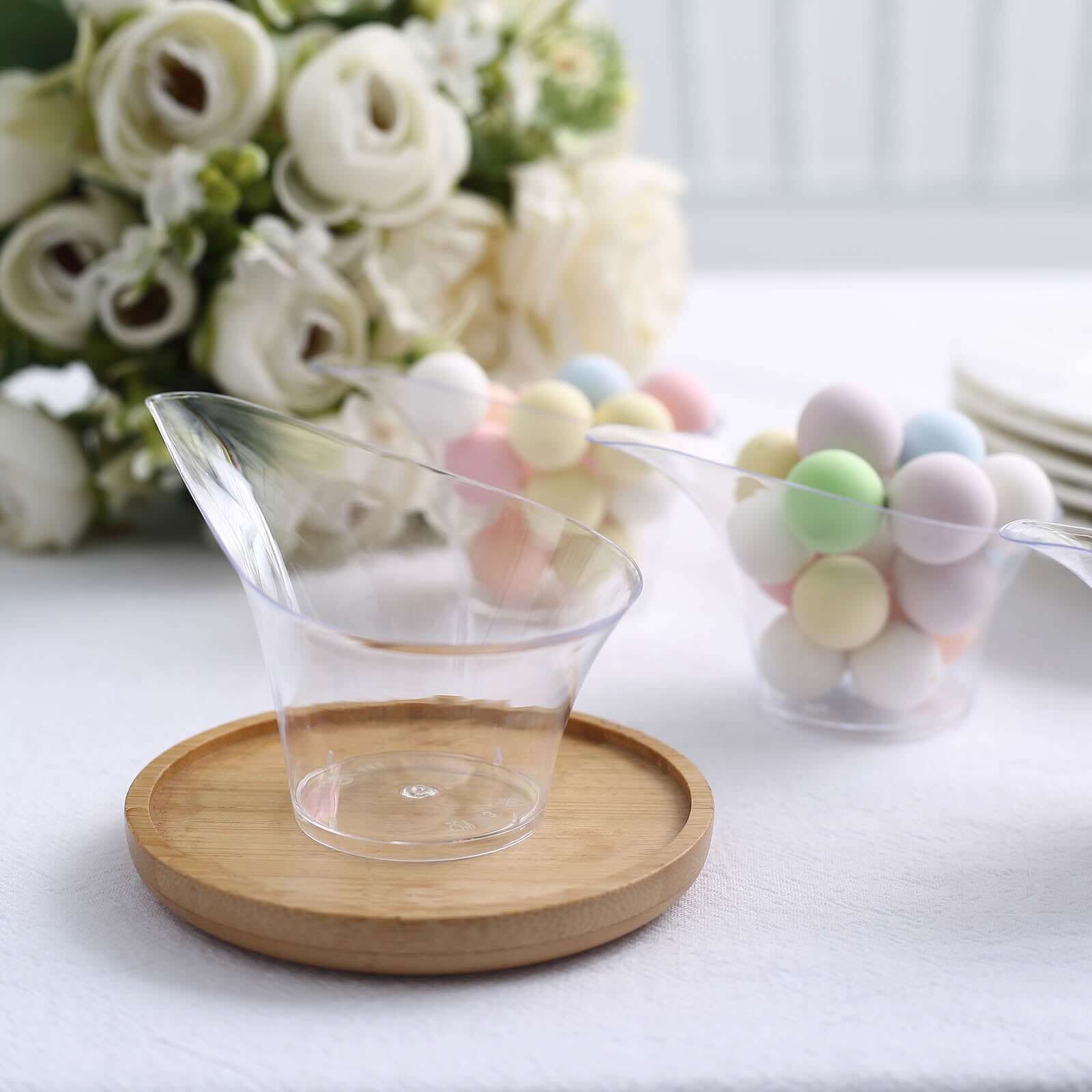 24-Pack Clear Plastic Disposable Mini Dessert Cups with Teardrop Top for Parties - 3oz