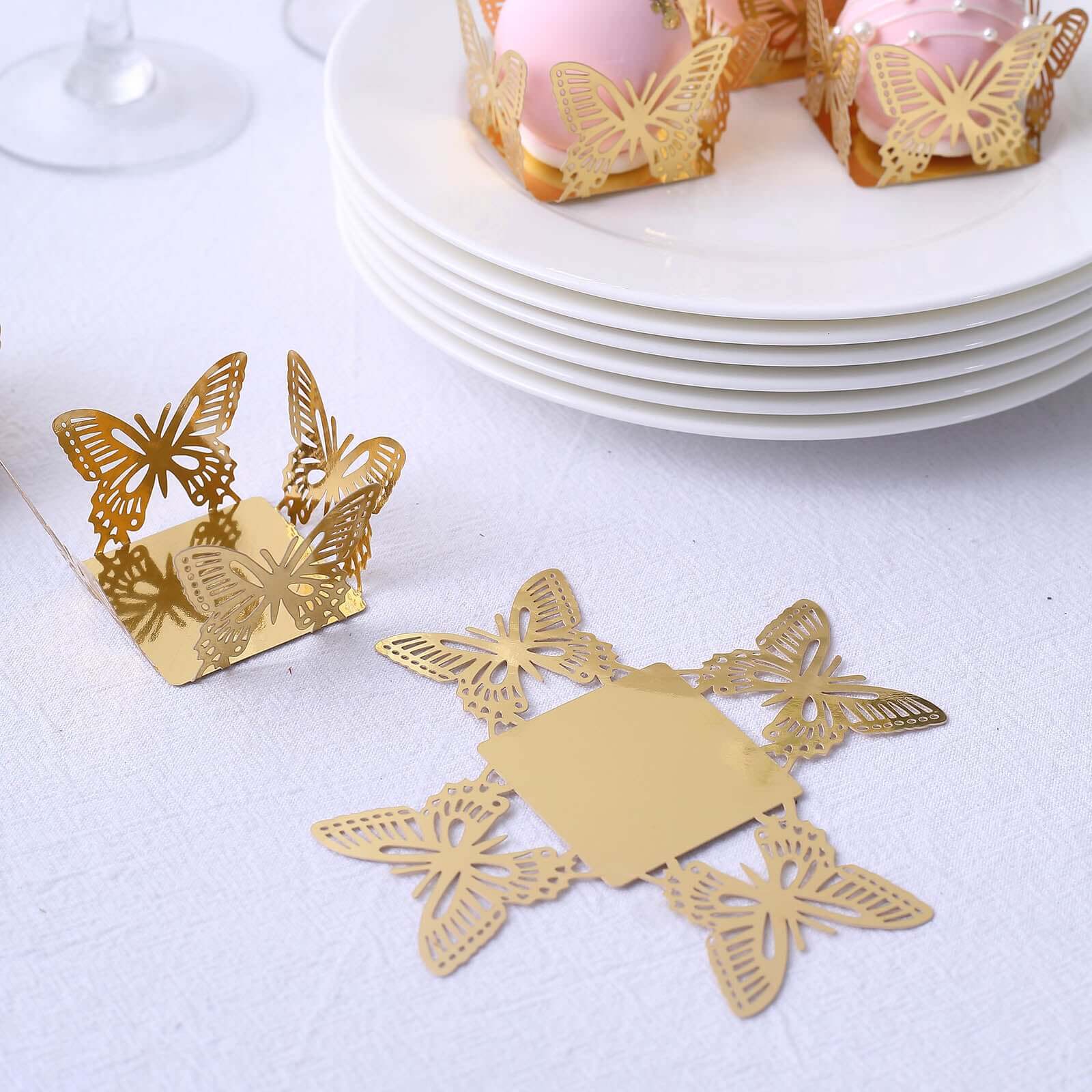 Hot Deal! 50-Pack Metallic Gold Mini Paper Truffle Cup Liners with Butterfly Square Design for Cupcakes