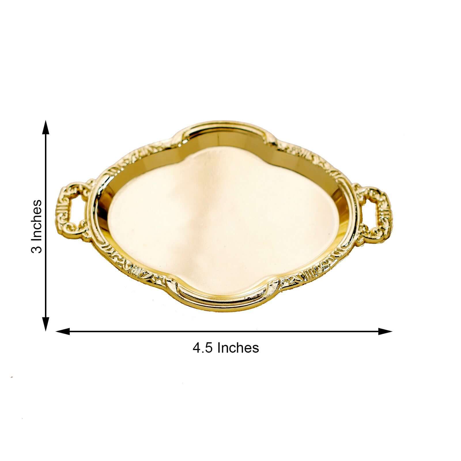 Hot Sale! 12-Pack Gold Plastic Mini Oval Display Trays for Sweets and Party Favors