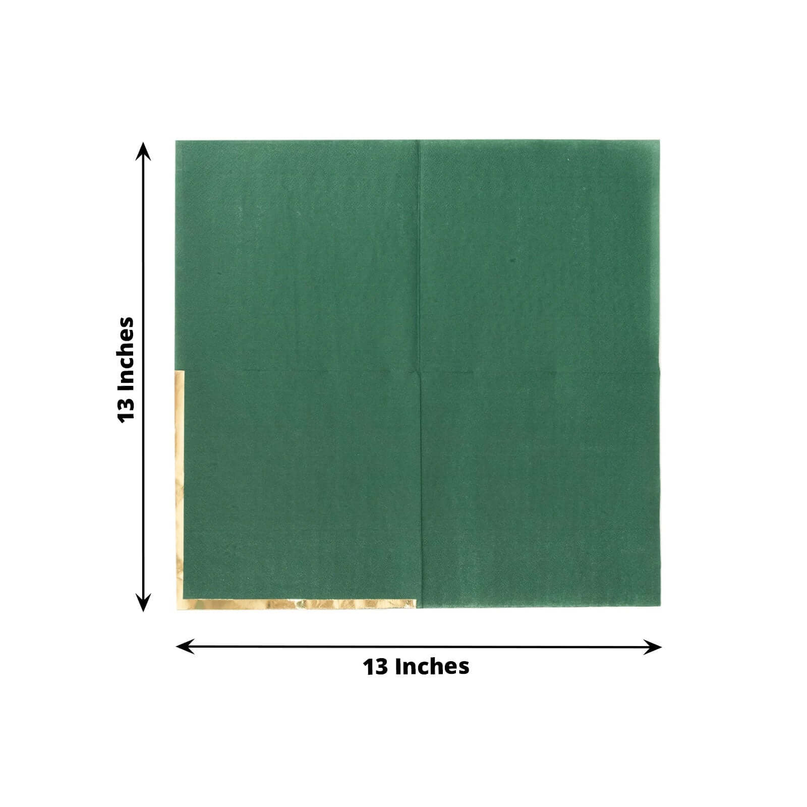 50-Piece Disposable 2-Ply Hunter Emerald Green Paper Cocktail Napkins with Gold Foil Edge, 6.5x6.5