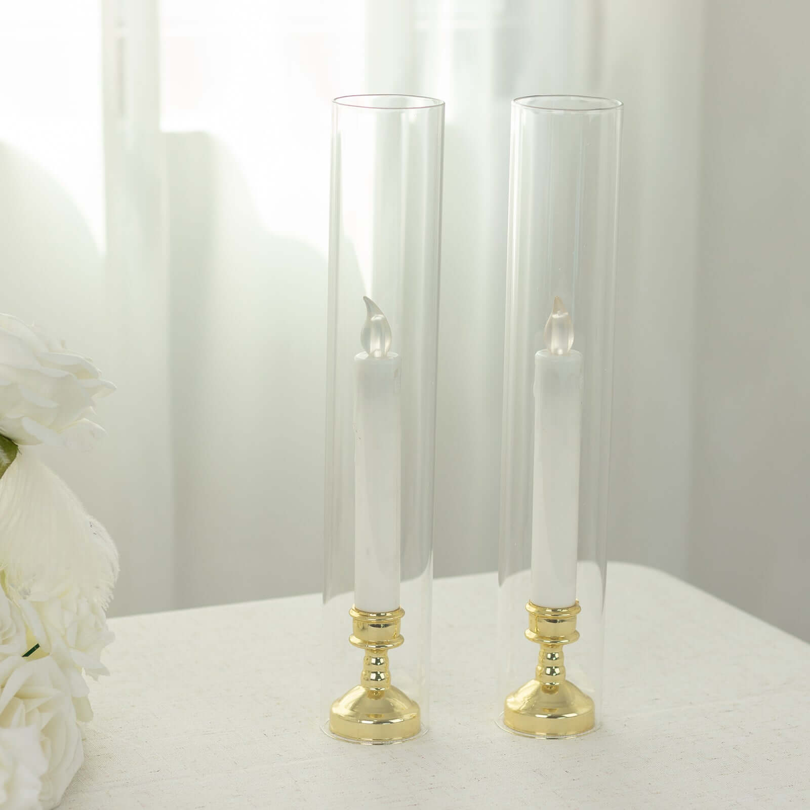 Hot Deal! 2-Pack Clear Glass Cylinder Hurricane Candle Shades, 2.25 Diameter, 14 Height