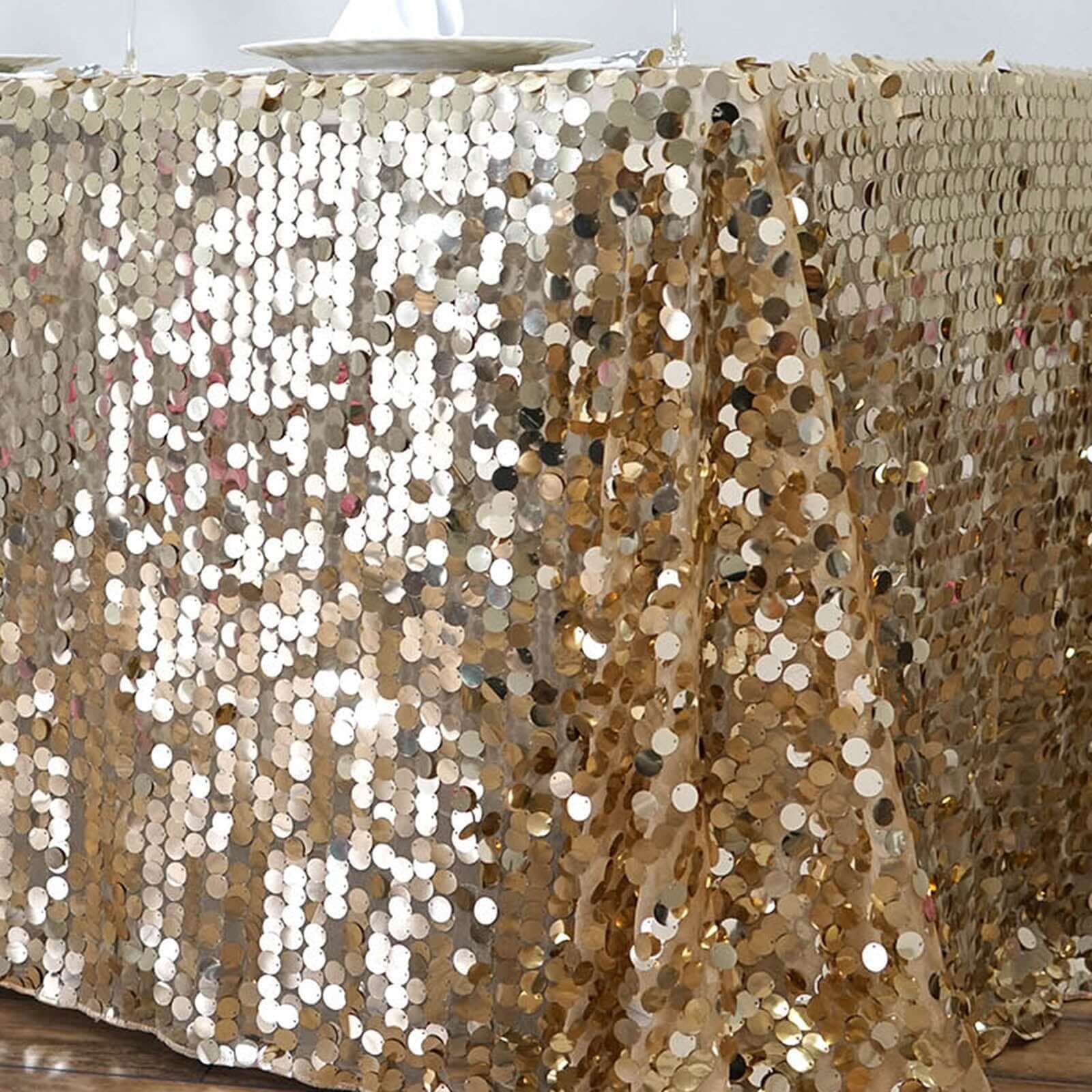Hot Sale! Champagne Sequin Rectangle Tablecloth 90x156 for Various Events
