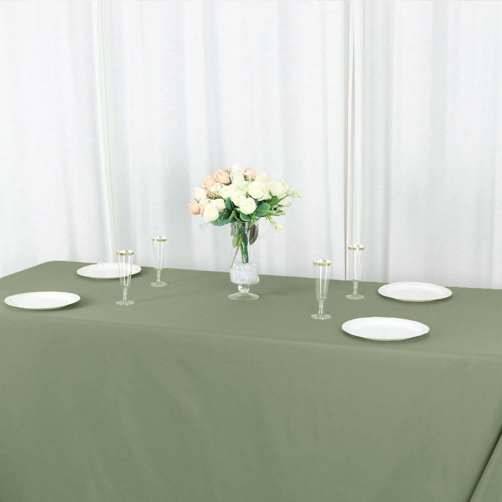 Exclusive! Seamless Wrinkle-Resistant 90x156 Polyester Rectangle Tablecloth in Dusty Sage Green