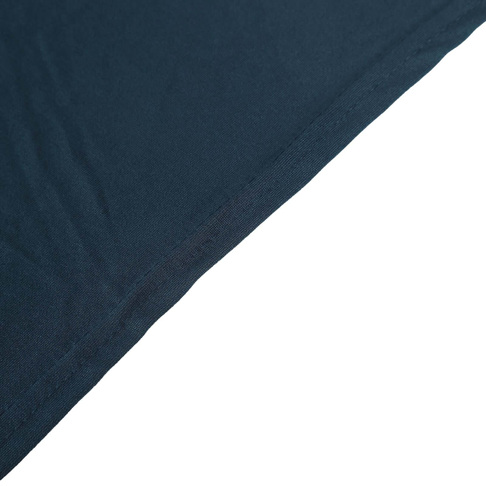 Navy Blue Stretch Spandex 96x30 Rectangle Table Cover with Curved Open Back - Professional Look