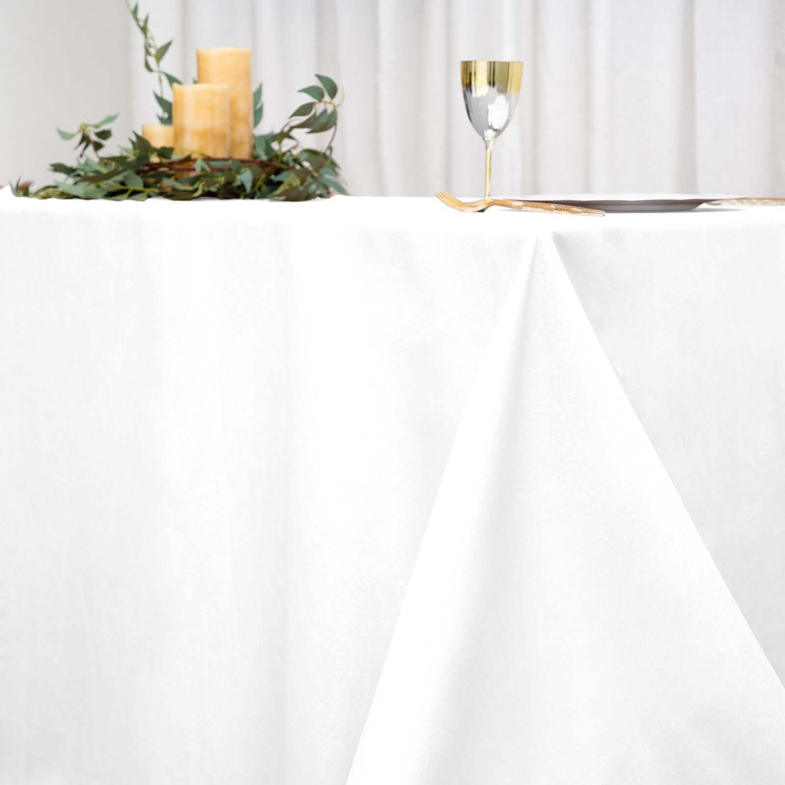 Seamless Wrinkle-Resistant White Polyester Tablecloth (90x156) for Elegant Gatherings - Great Deal!
