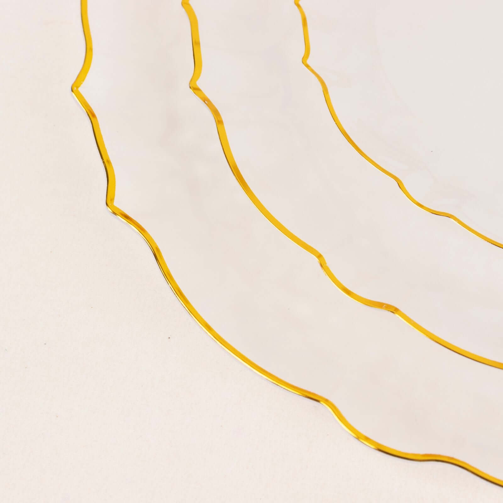 10-Pack Clear Plastic Round Dessert Plates with Gold Scalloped Sunflower Rim - Ideal for Special Events