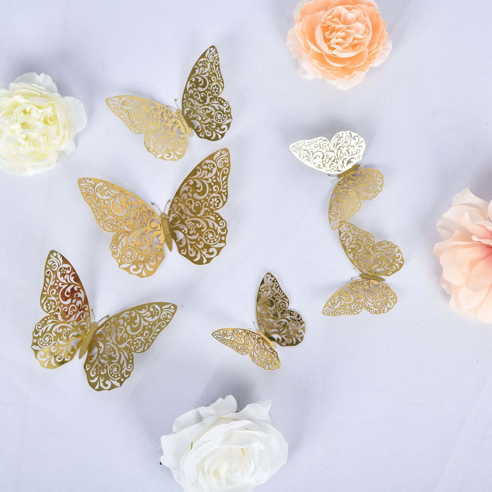 12-Pack Gold 3D Butterfly Wall Decals - DIY Removable, Eye-Catching Decor