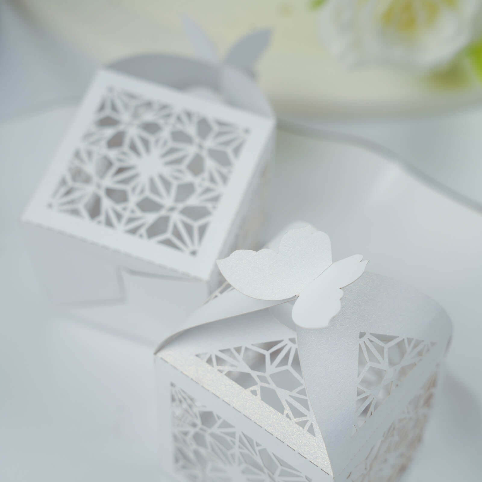 Get 25-Pack White Butterfly Top Laser-Cut Lace Candy Gift Favor Boxes Now