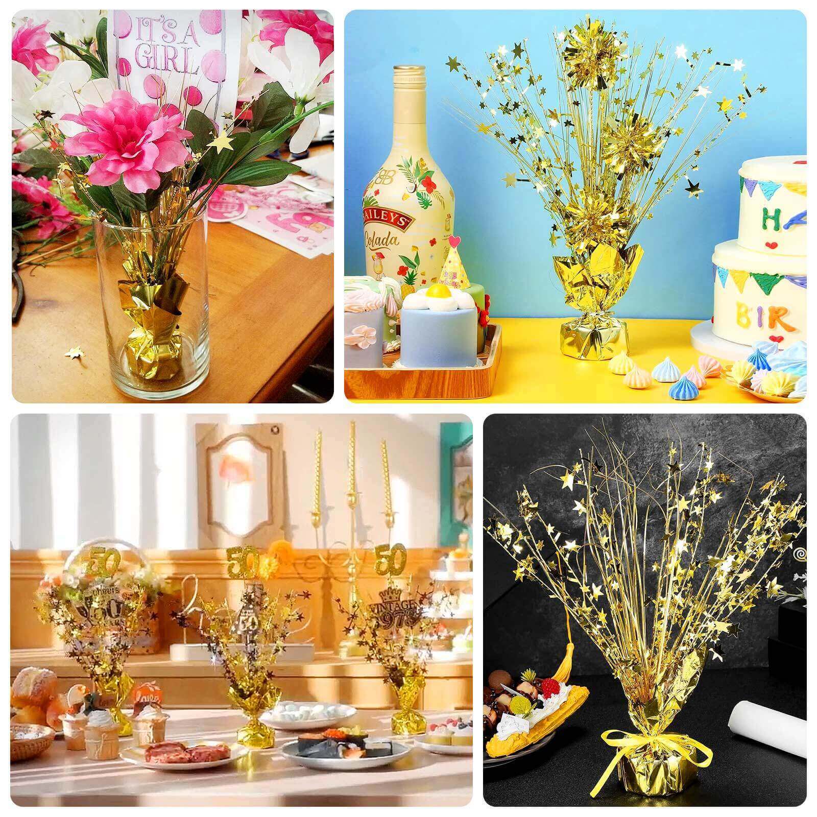 6-Pack Metallic Gold Star Foil Spray Centerpieces: Free-Standing Party Decor with Eye-Catching Design