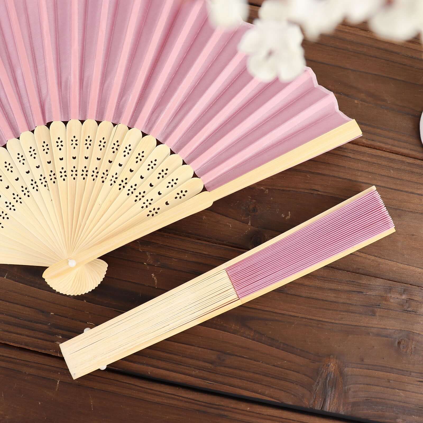 Hot Sale! 5-Pack Dusty Rose Asian Silk Folding Fans Ideal for Party Favors