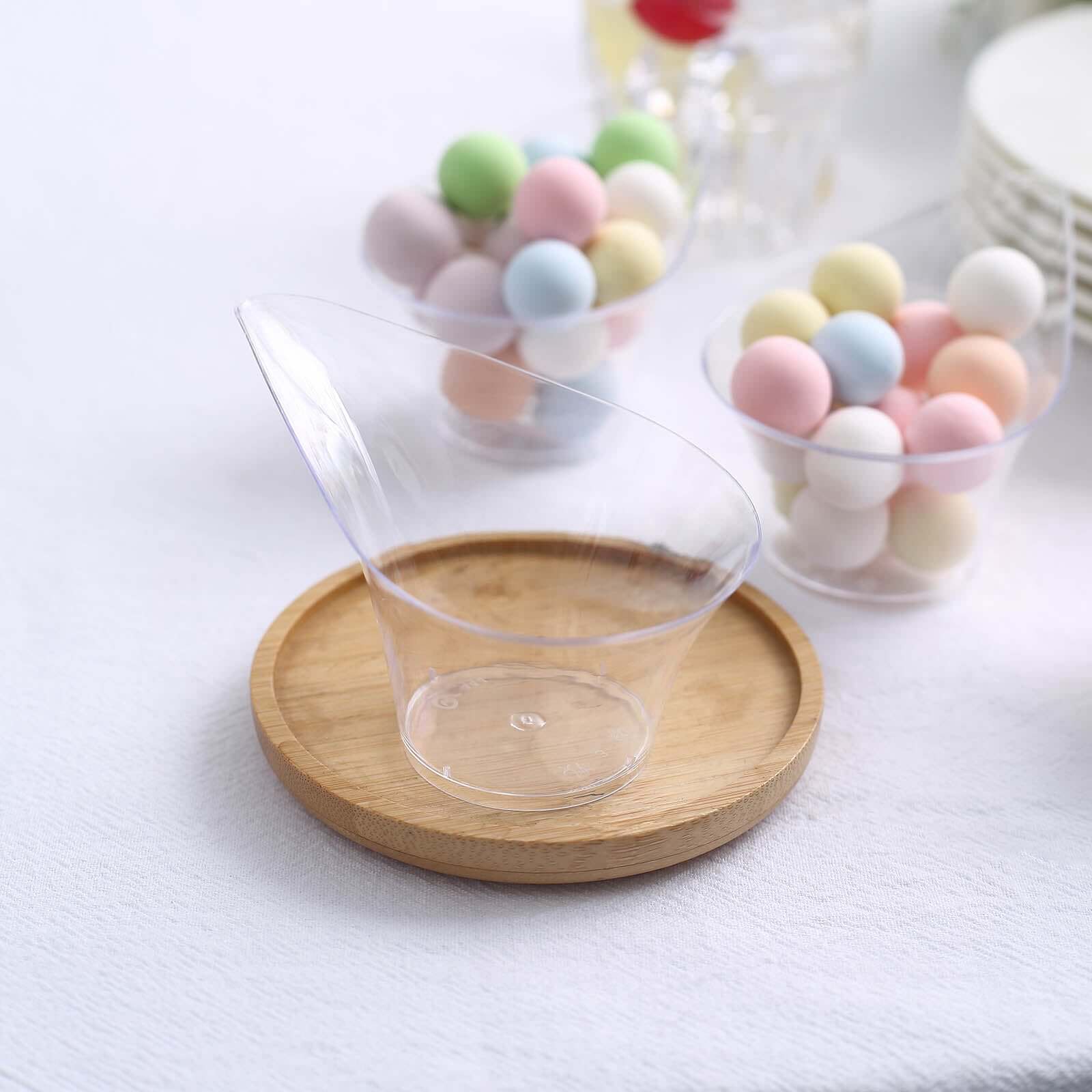 24-Pack Clear Plastic Disposable Mini Dessert Cups with Teardrop Top for Parties - 3oz