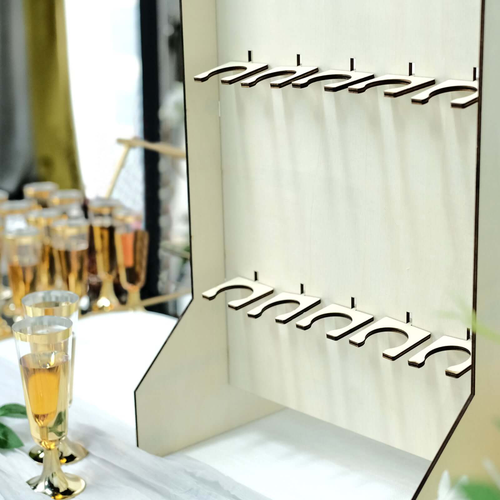 White 3-Tier Wooden Rectangle Floor Standing Champagne Glass Holder for Rustic Events