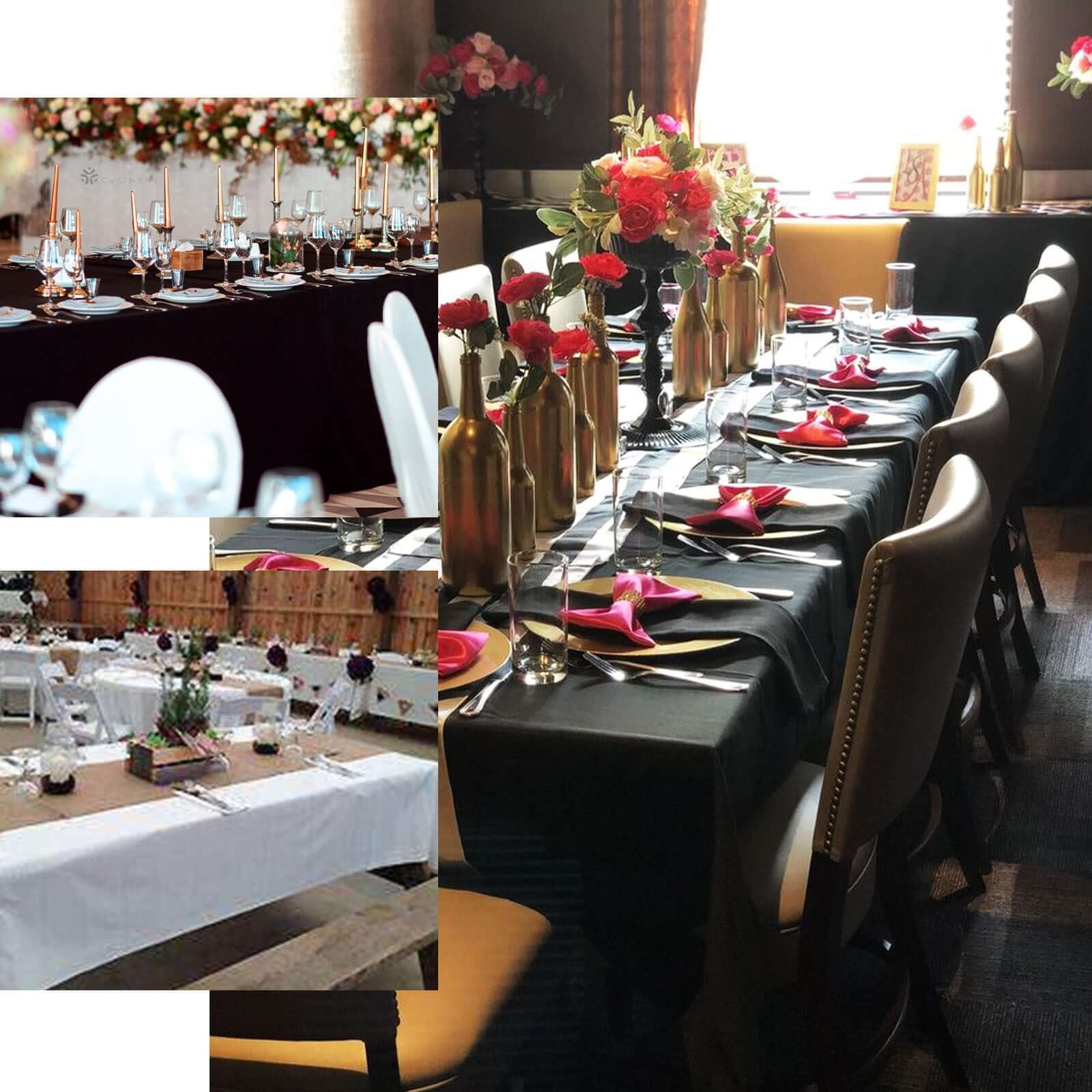 Wrinkle-Resistant Black Polyester Rectangle Tablecloth, 50x120