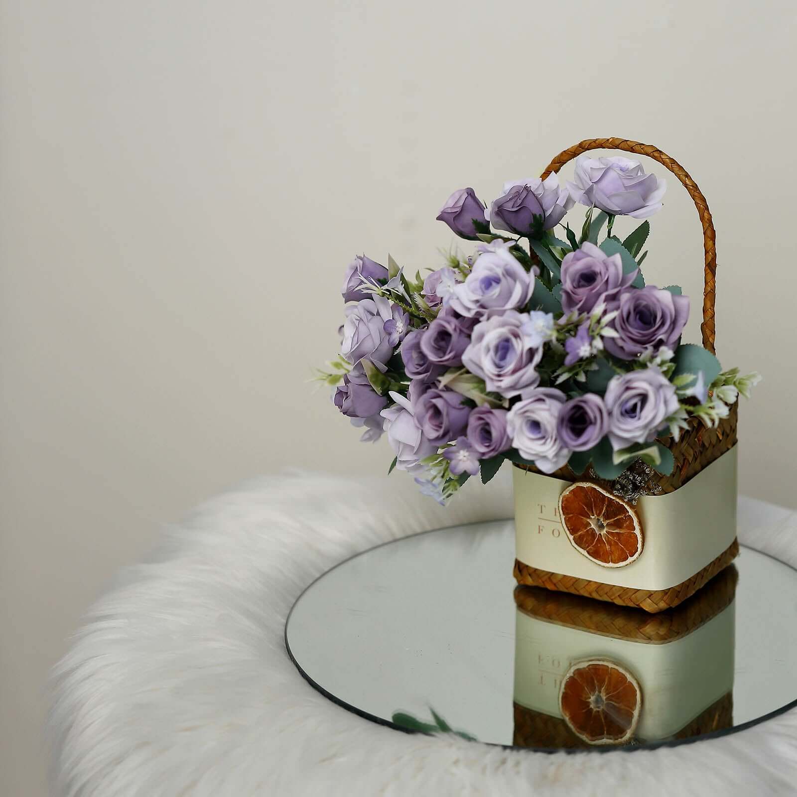 Hot Deal! 4-Bush Lavender Lilac Artificial Silk Rose Flower Bouquet for Bridal Use