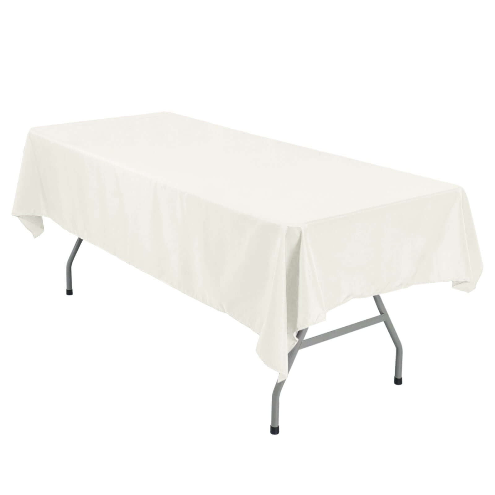 Wrinkle-Resistant & Easy-Care Ivory Polyester Rectangle Tablecloth (54x96) - Ideal for Events