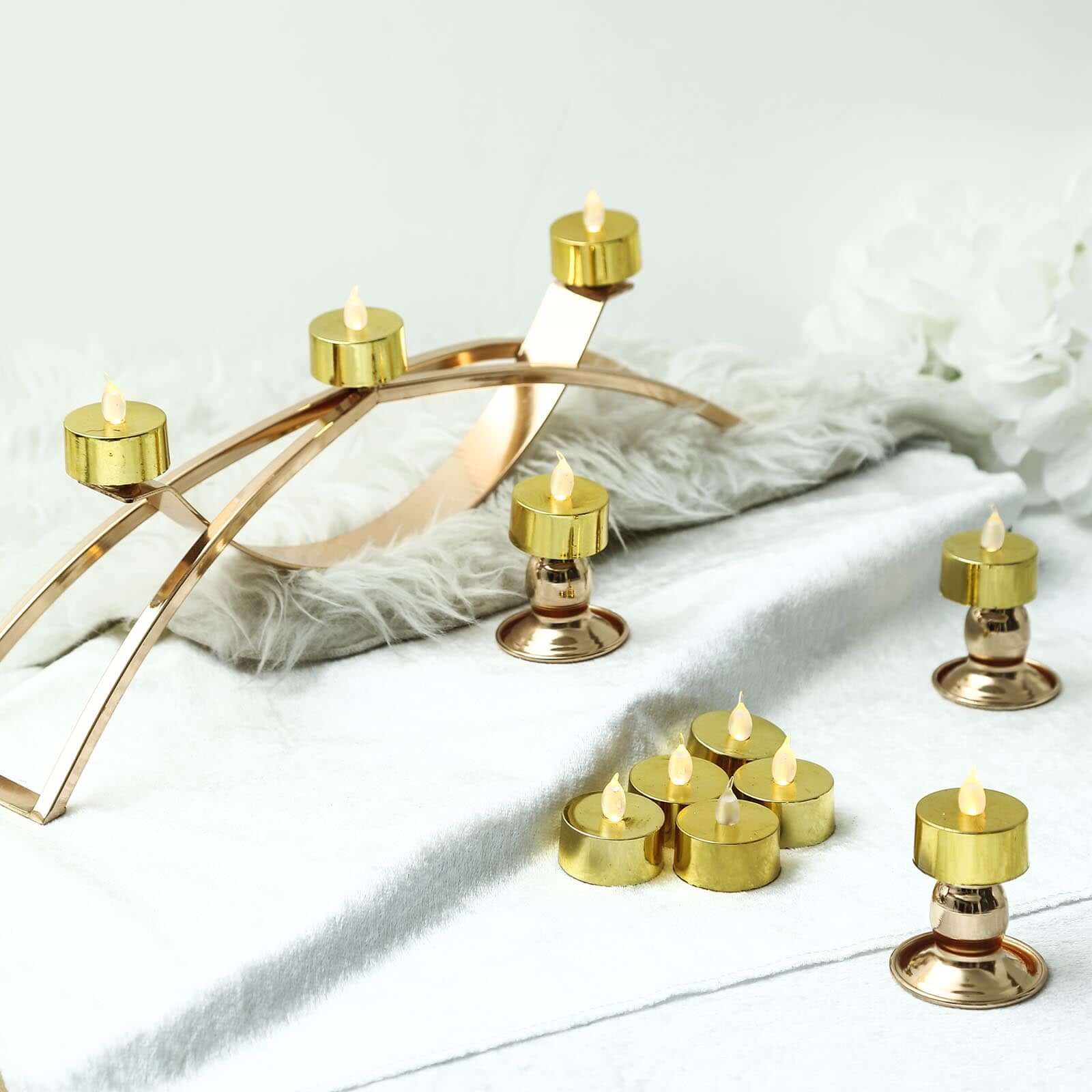 Amazing 12-Pack Reusable Flameless LED Tealight Candles with Metallic Gold Design, Battery Operated