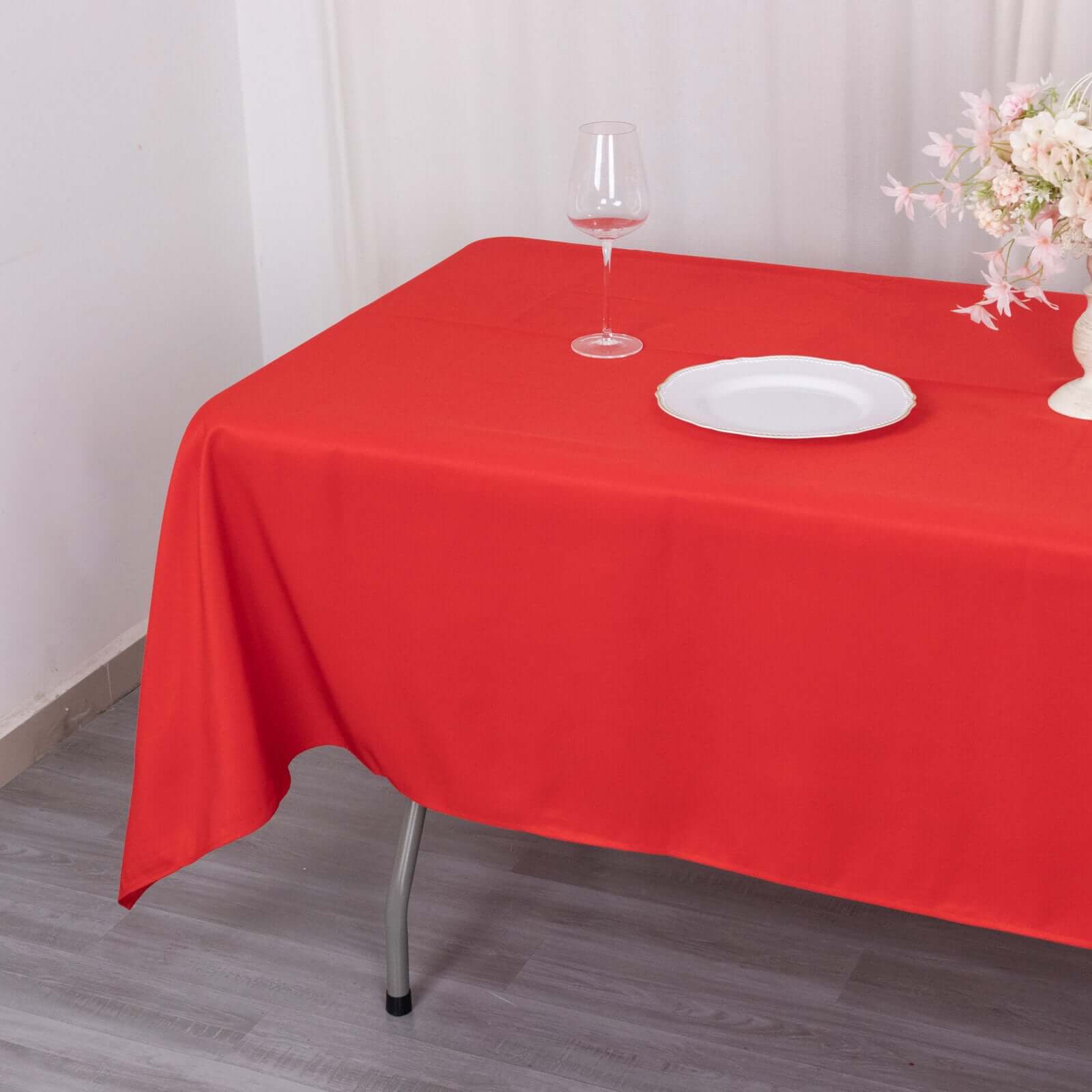 Hot! Durable Red 60x102 Premium Polyester Rectangle Tablecloth - 220GSM Wrinkle-Resistant