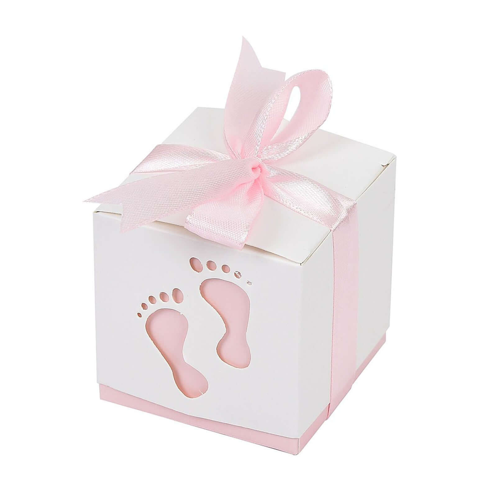 25-Piece Set of Pink Footprint Baby Shower Party Favor Candy Gift Boxes