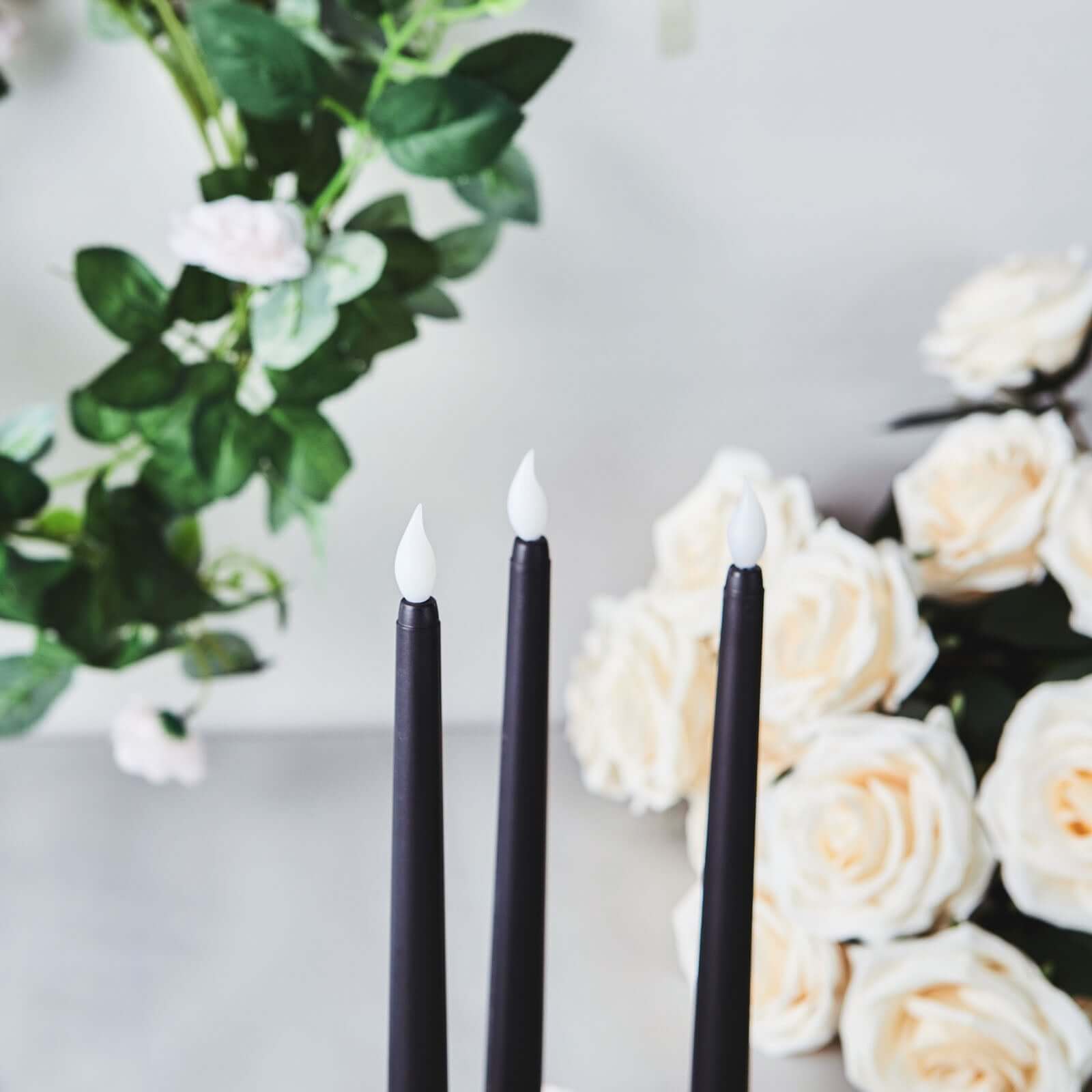 3-Pack Black Flameless Taper LED Decorative Candles with Warm Flickering Light - Ideal for Various Occasions