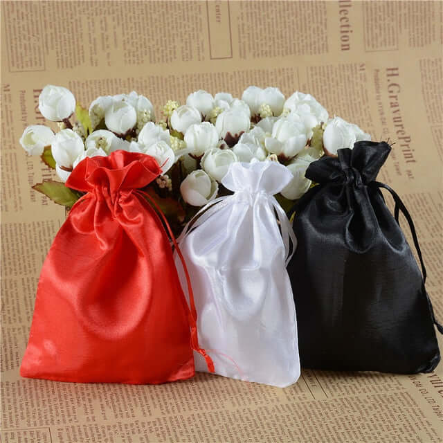 Special Offer! 12-Piece Set of 5x7 White Satin Drawstring Bags for Wedding and Party Favors