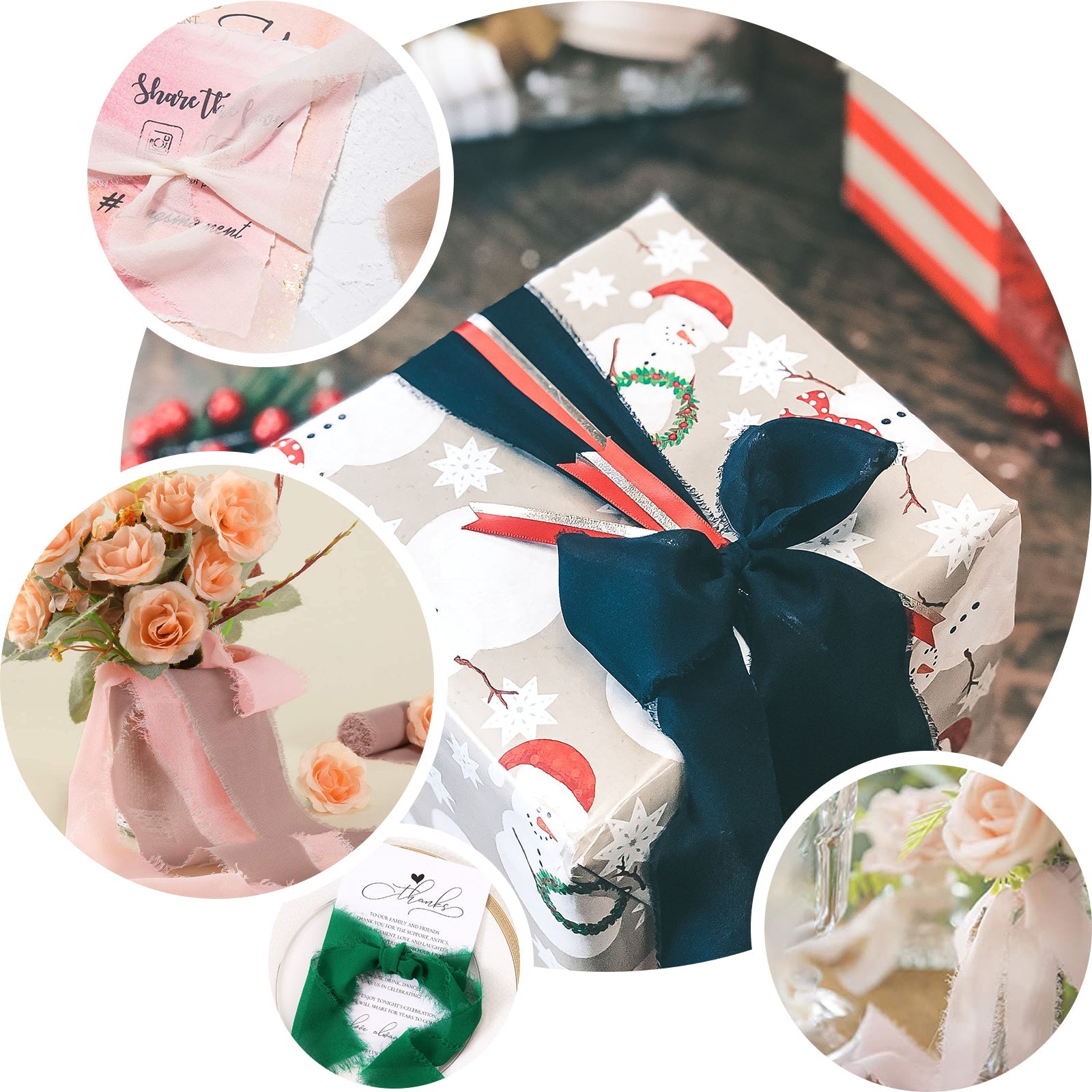 2-Pack Special Offer: 6-Yard Red Silk-Like Chiffon Linen Ribbon Rolls for Gift Wrapping & Decor