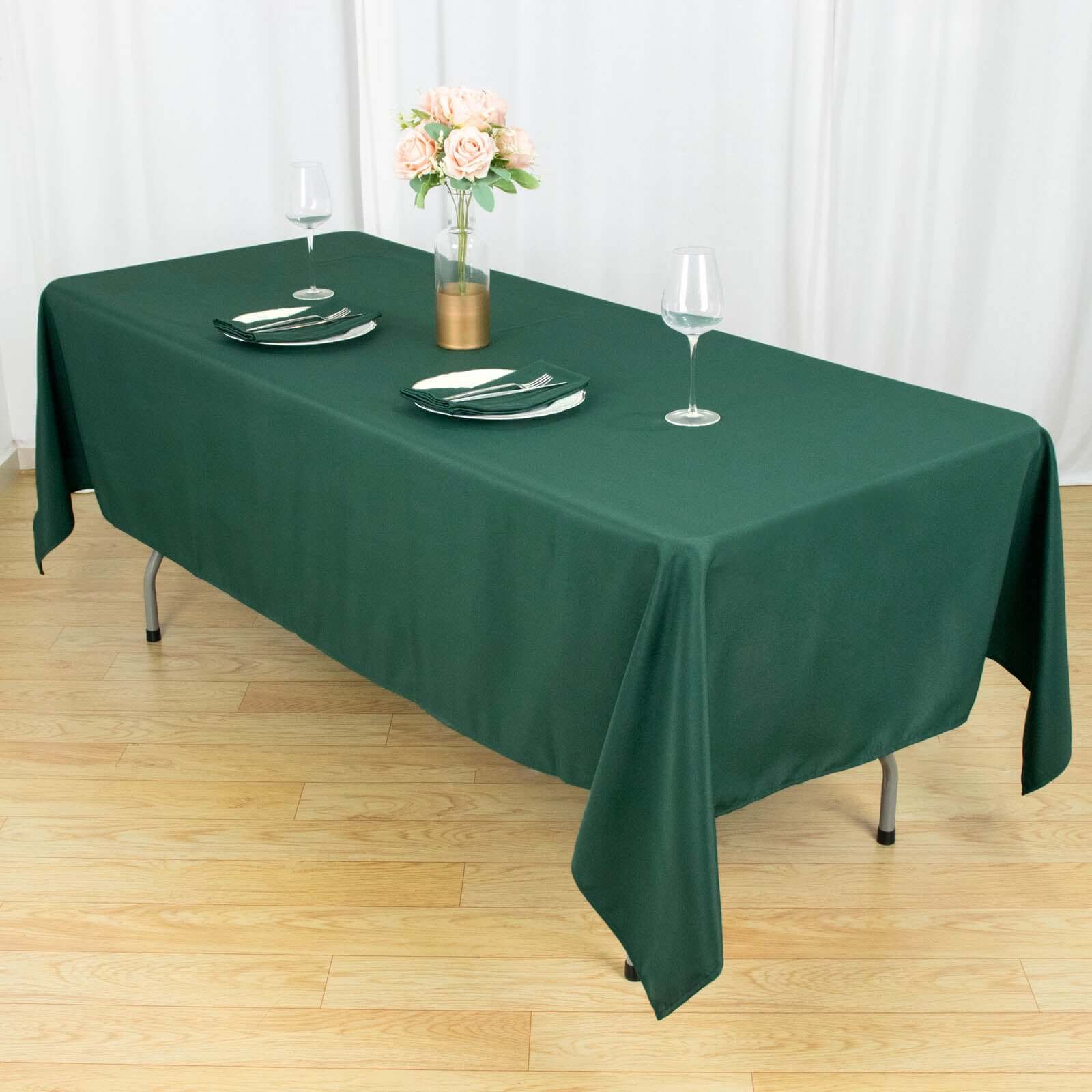 Hunter Emerald Green 60x102 Premium Polyester Tablecloth - Durable & Wrinkle-Resistant