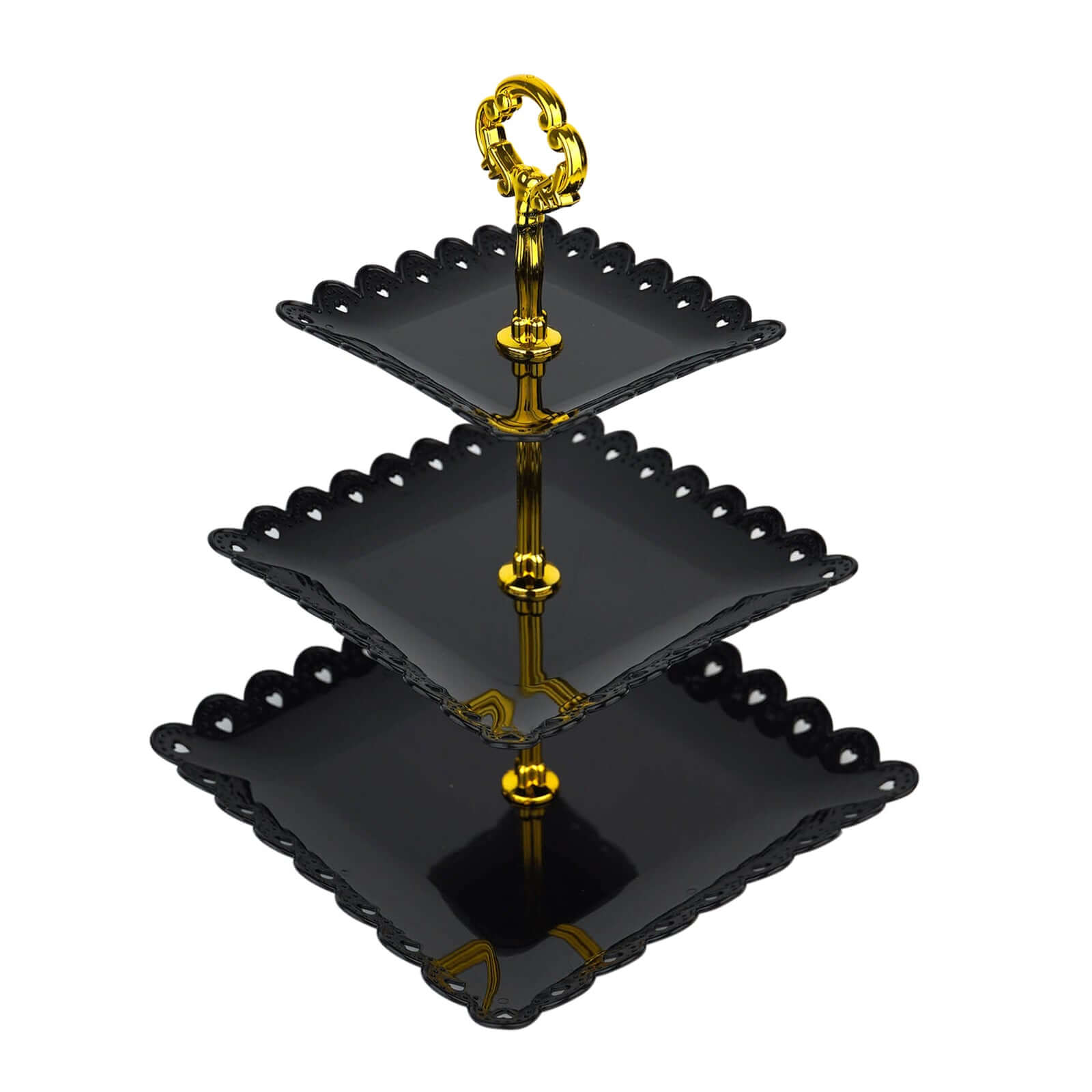 Black 3-Tier Plastic Square Cupcake Stand Tower - Ideal for Tea Parties, Weddings & Special Occasions