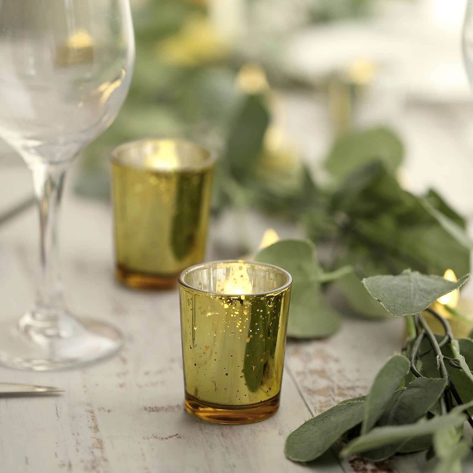 Hot Sale! 12-Pack Gold Speckled Mercury Glass Votive Tealight Holders