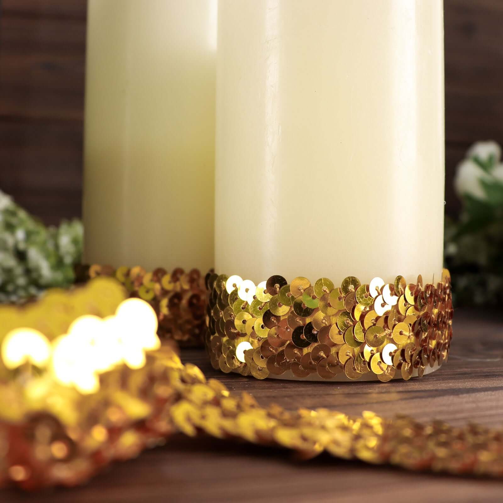 Hot Sale! 10-Yard 1-Inch Metallic Gold Sequin Stretch Fabric Ribbon for Crafting