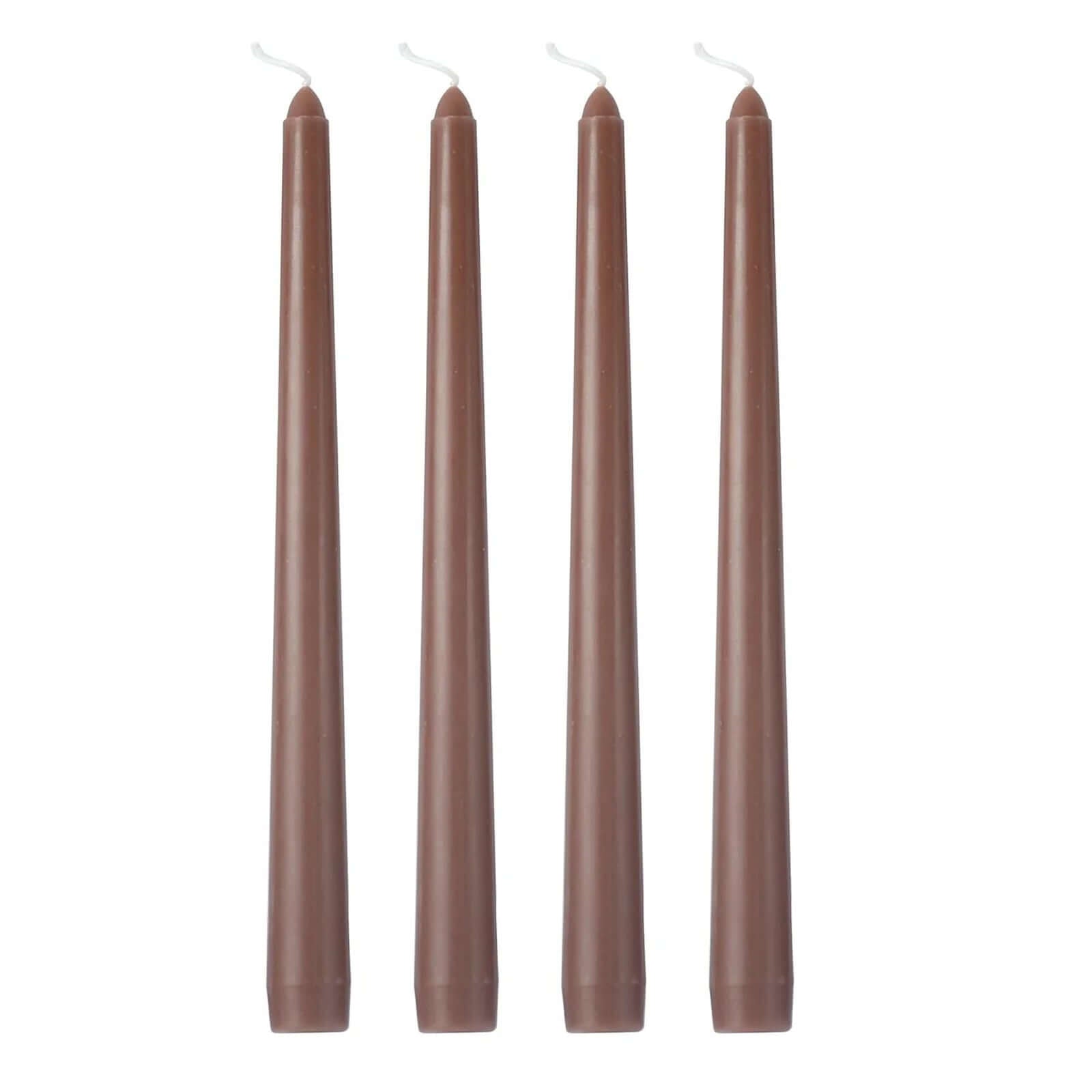 Premium Unscented Mocha Brown Taper Candles - 12-Pack for Upscale Settings, 10 Inches