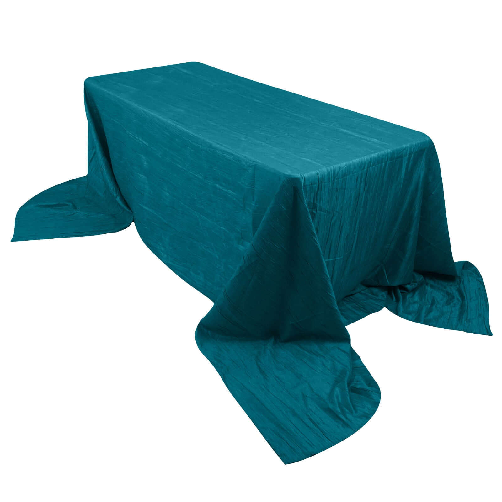 Teal Crinkle Taffeta 90x156 Rectangle Tablecloth - Seamless, Exquisite Cover
