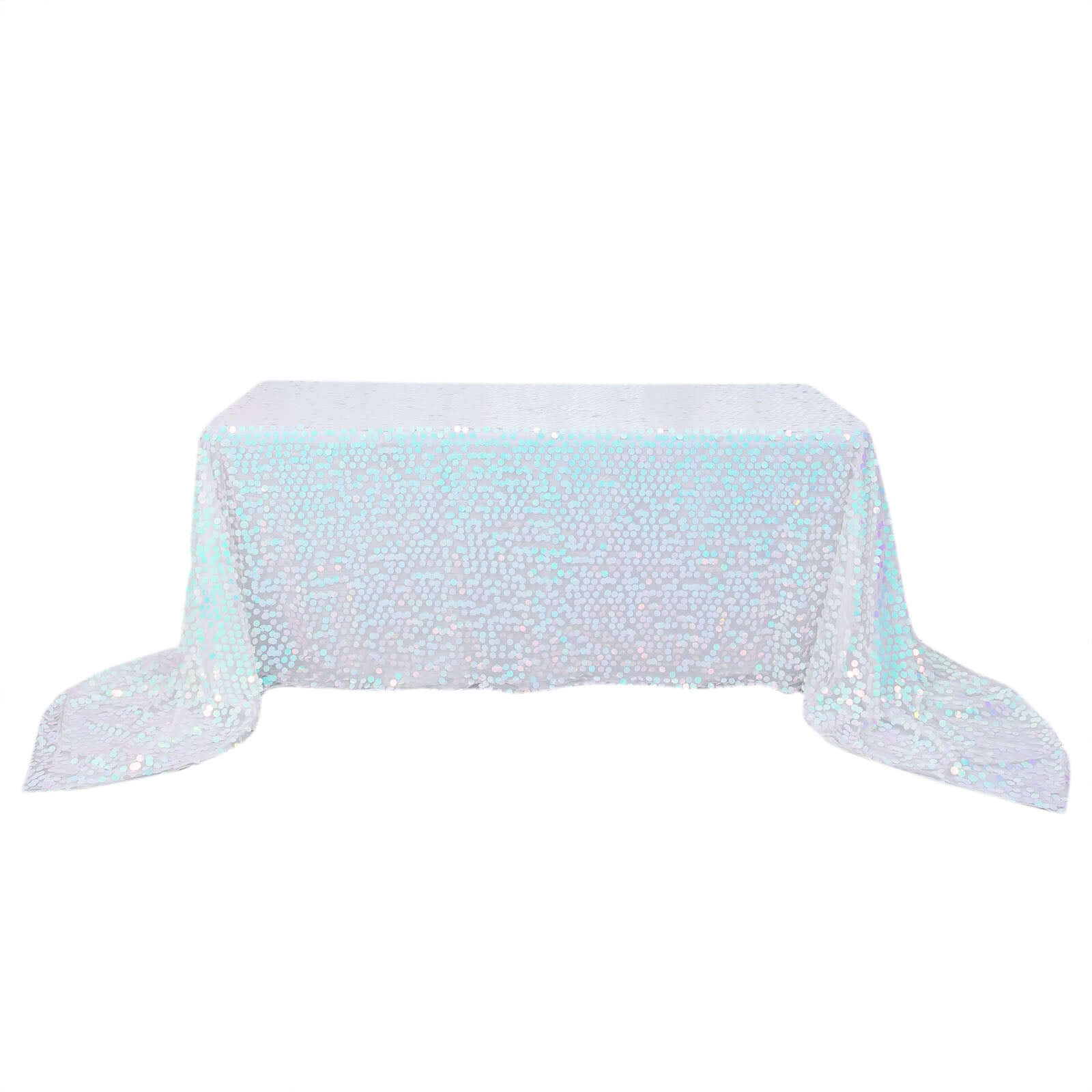 Hot Sale! Iridescent Blue Sequin Rectangle Tablecloth 90x156 for Various Events