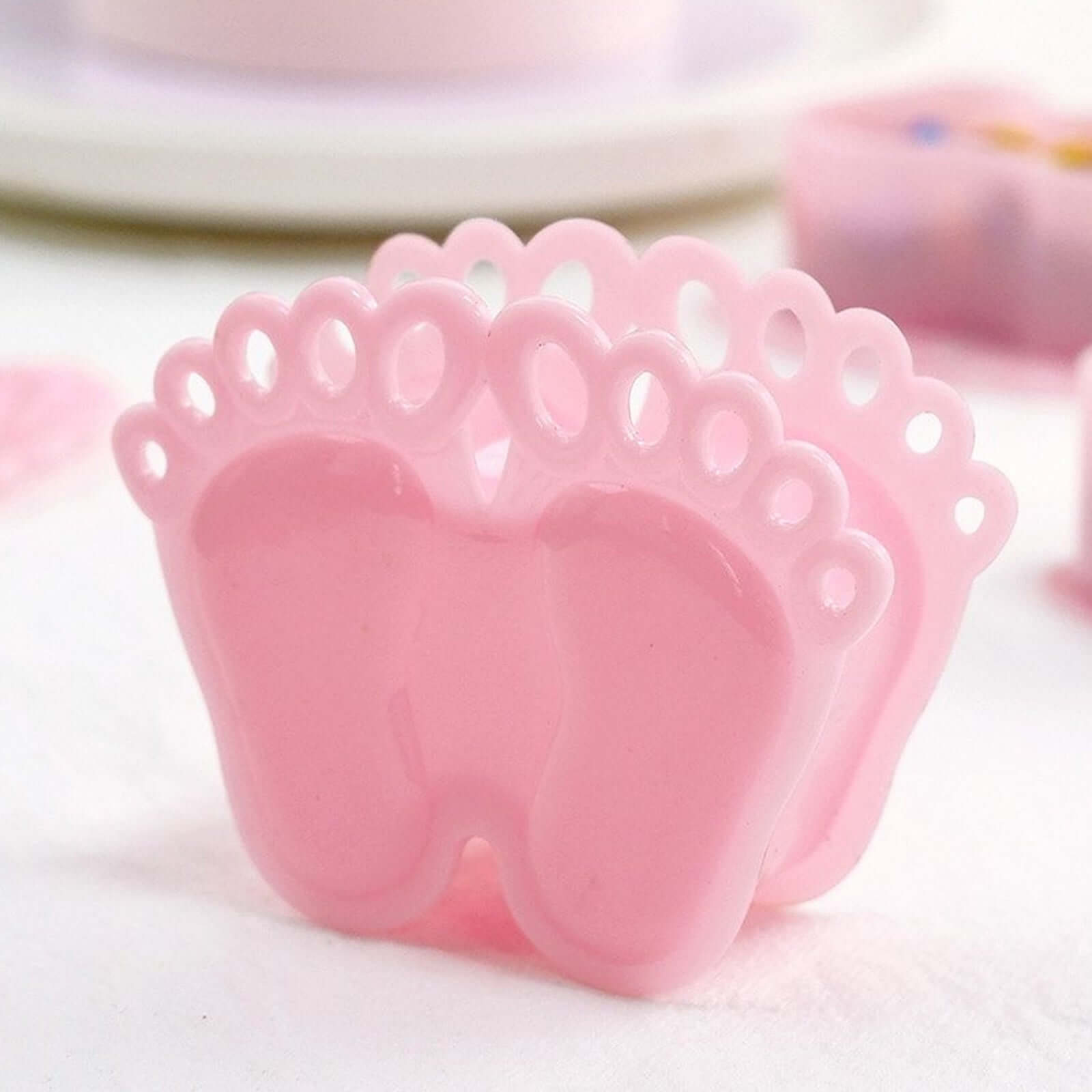 12-Pack Clear/Pink Fillable Baby Feet Style Mini Candy Containers - Ideal for Baby Shower Favors